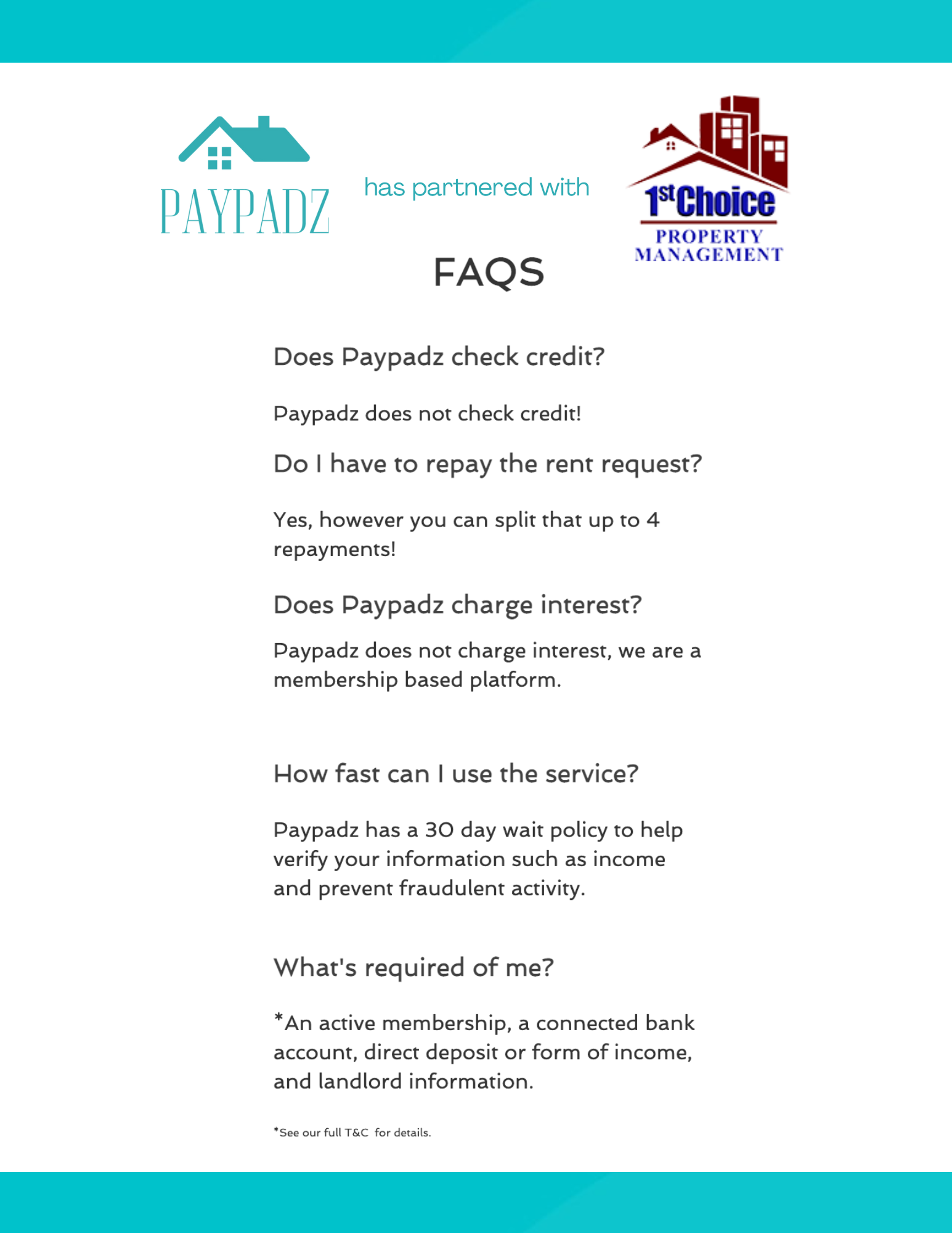 1st Choice.Paypadz.FAQs